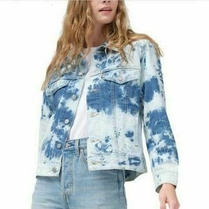 Levi's Womens Jean Jacket XL Ex Boyfriend Tie Dye Trucker Stretch Denim